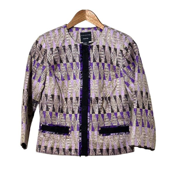 Doncaster Womens Cropped Blazer Size 4 Purple Black - Picture 1 of 8